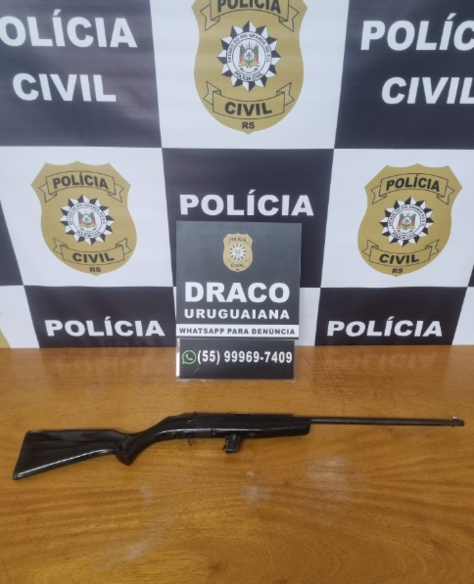 - A arma foi apreendida pela PC durante a ação
