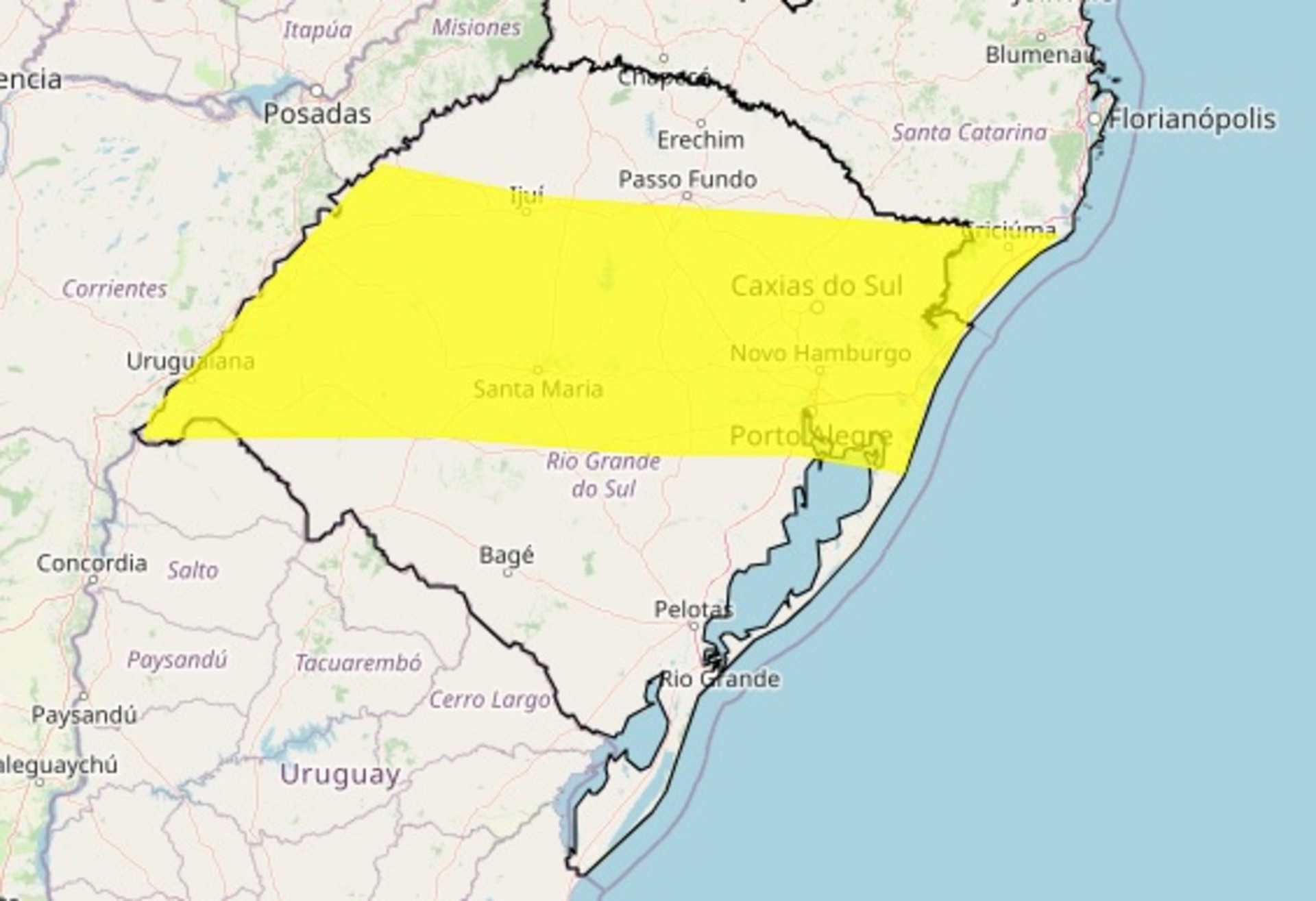 O alerta para Uruguaiana deve encerrar nesta quarta-feira.