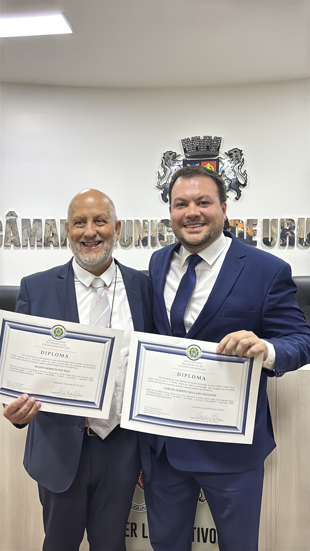 Vice-prefeito e prefeito eleitos, Dr. Telson e Carlos Delgado, serão empossados