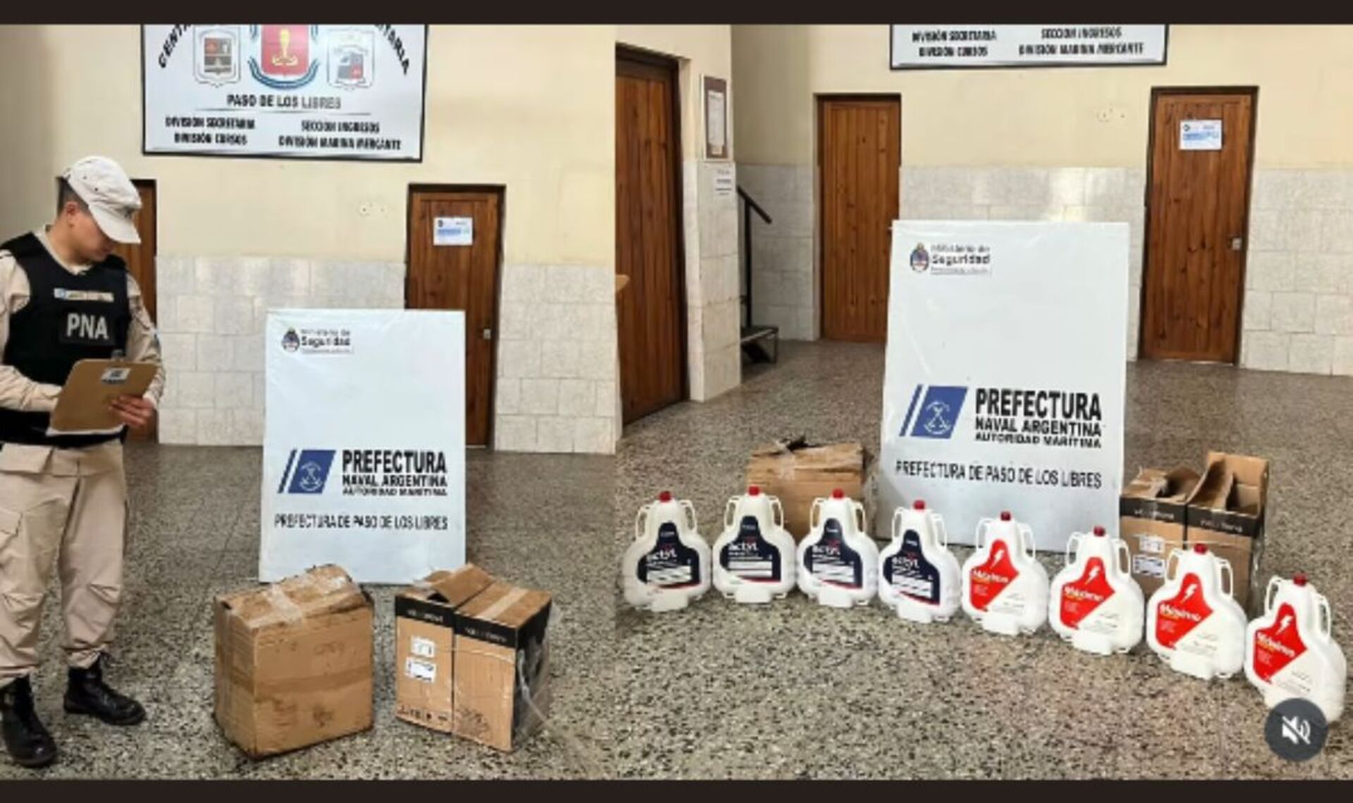 Produtos vindos do Brasil foram apreendidos em acesso lateral da ponte internacional, reforçando a fiscalização na fronteira.