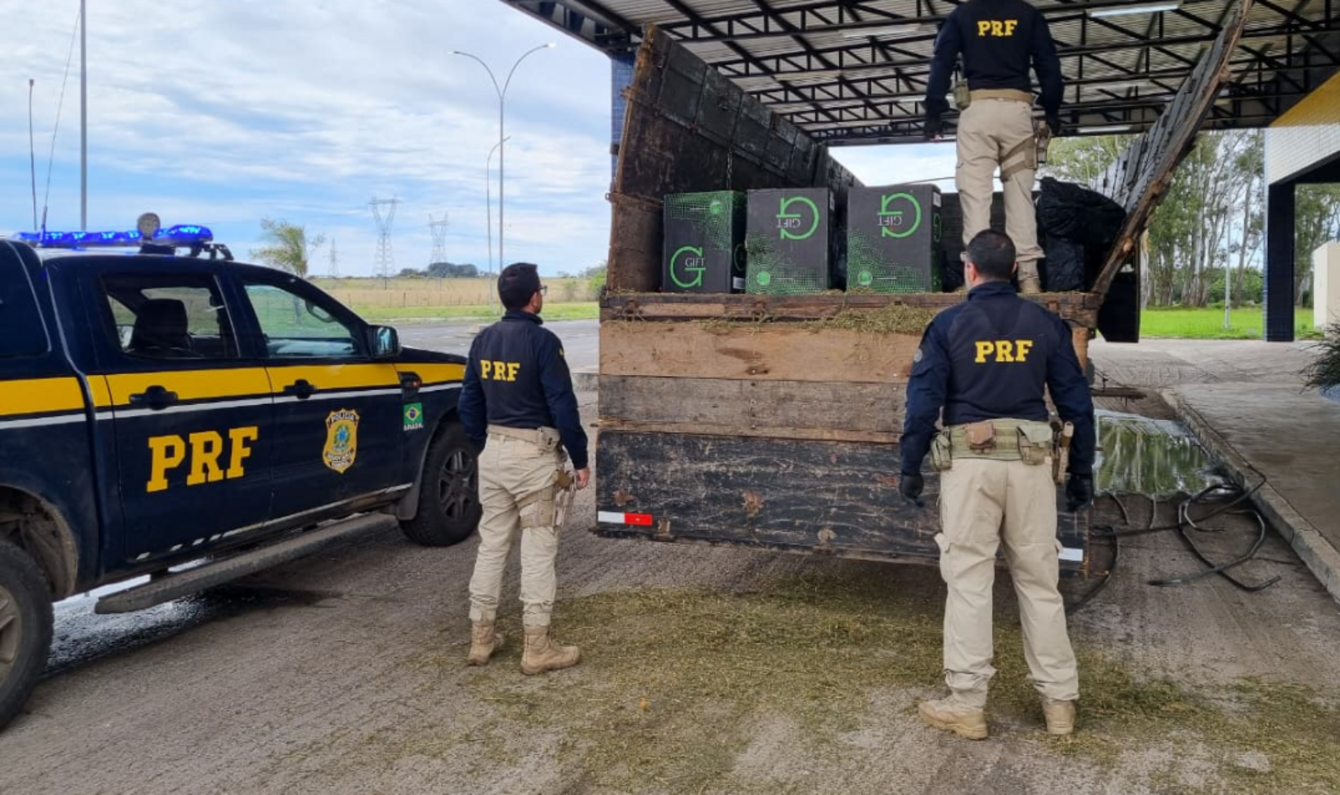 Mais de 42 mil maços de cigarros foram descobertos escondidos em meio a carga de alfafa durante fiscalização.