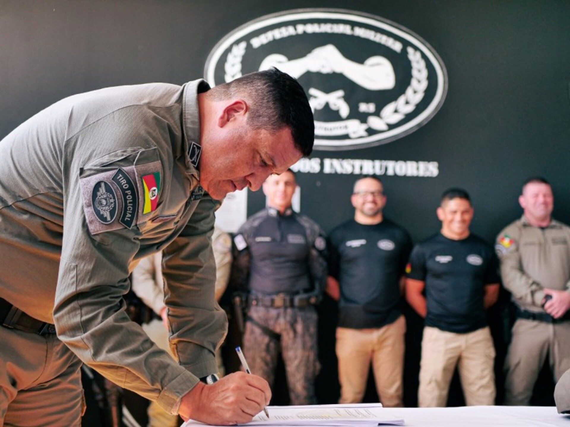 Chefe do Estado-Maior, coronel PM Luigi Gustavo, na solenidade de lançamento da nova doutrina.